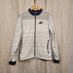 Nike Full Zip Lightweight Jacket Men's S‎ Gray Athletic Pockets Logo Casual Knit